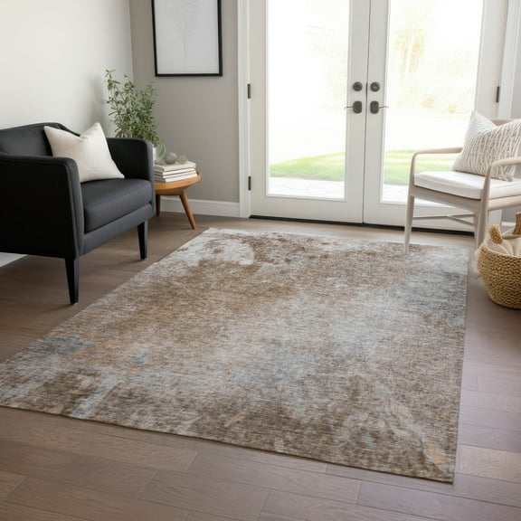 Addison Rugs Chantille Indoor/Outdoor Transitional Abstract Mocha Washable Rectangle Rug, 5' x 7'6"