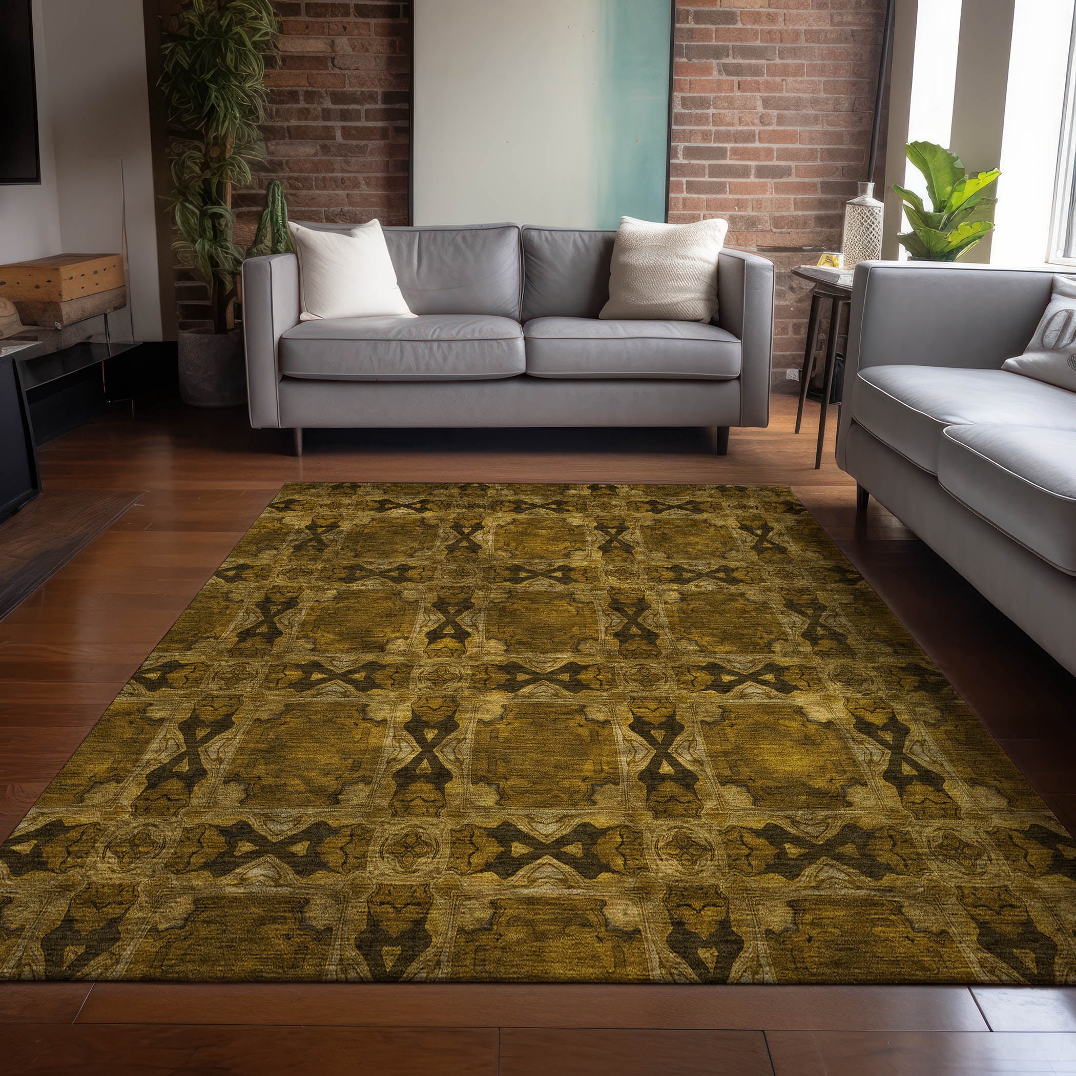 Panel Design Rug Addison Rugs Chantille Indoor/Outdoor Transitional Panel Chocolate ...