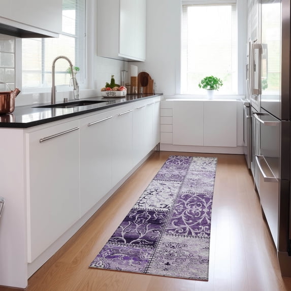 Addison Rugs Chantille Indoor/Outdoor Transitional Panel Purple Washable Runner Rug, 2'3" x 7'6"