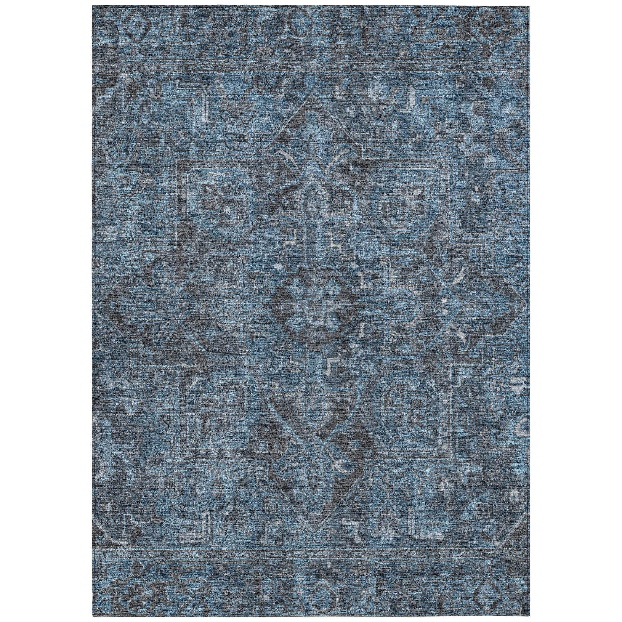 Navy Synthetic Flat Woven Oriental 8' x 10' Rug