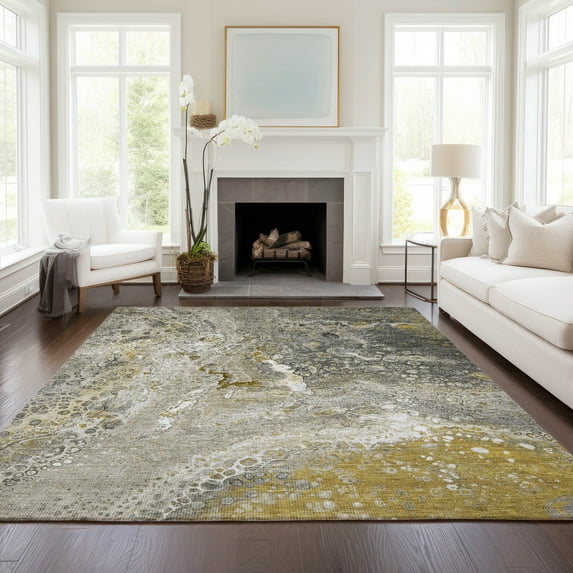 Addison Rugs Chantille Indoor/Outdoor Contemporary Abstract Taupe Washable Rectangle Rug, 9' x 12'
