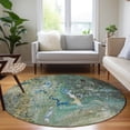 thumbnail image 1 of Addison Rugs Chantille Indoor/Outdoor Contemporary Abstract Teal Washable Round Rug, 8' x 8', 1 of 6