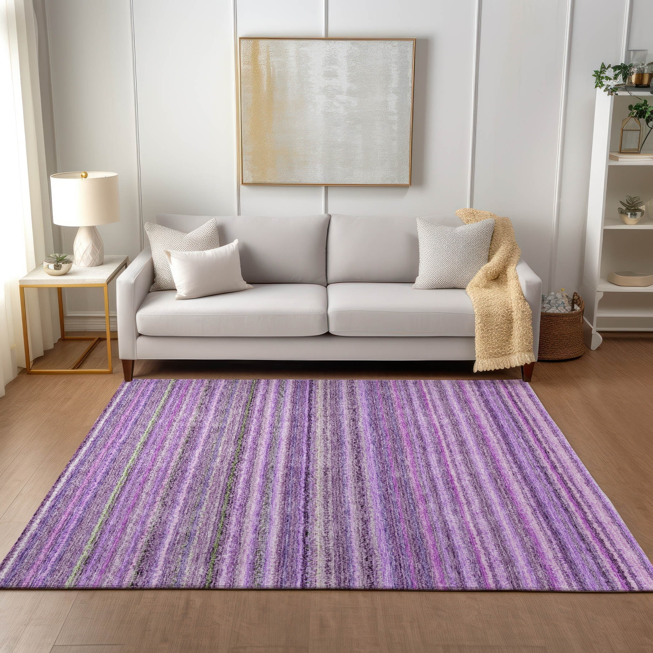 Purple Synthetic Flat Woven Reversible 3' x 5' Rug