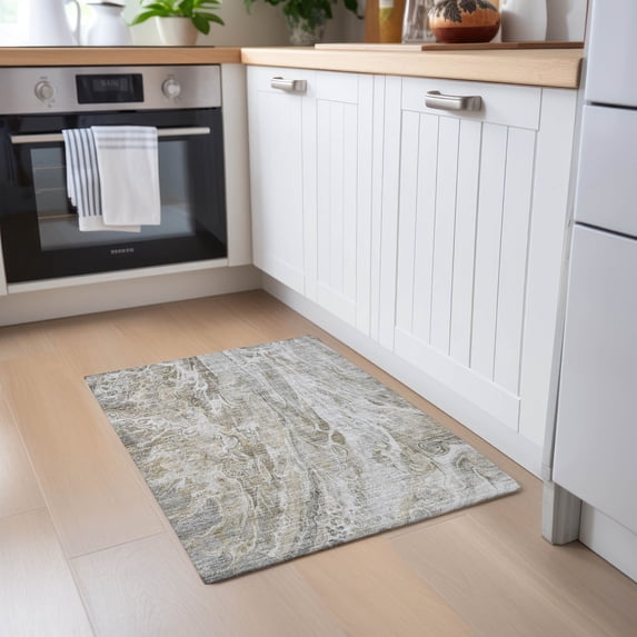 Addison Rugs Chantille Indoor/Outdoor Contemporary Abstract Taupe Washable Rectangle Rug, 1'8" x 2'6"