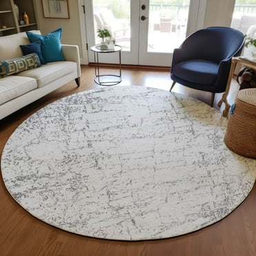 Addison Rugs Chantille Indoor/Outdoor Transitional Organic Gray Washable Round Rug, 8' x 8'