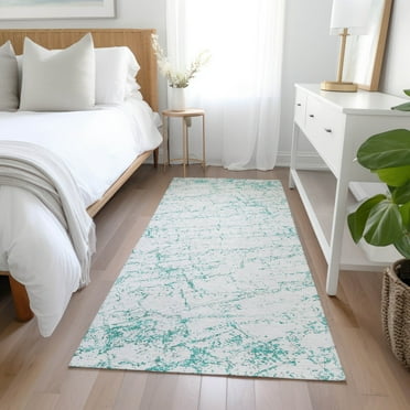 Addison Rugs Chantille Indoor/Outdoor Transitional Organic Teal Washable Runner Rug, 2'3" x 7'6"
