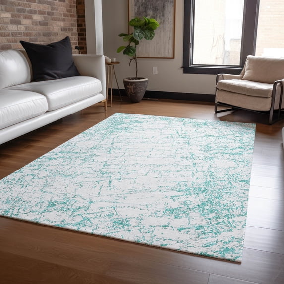 Addison Rugs Chantille Indoor/Outdoor Transitional Organic Teal Washable Rectangle Rug, 2'6" x 3'10"