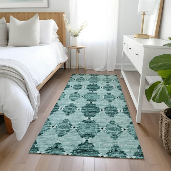 Addison Rugs Chantille Indoor/Outdoor Transitional Moroccan Teal Washable Runner Rug, 2'3" x 7'6"
