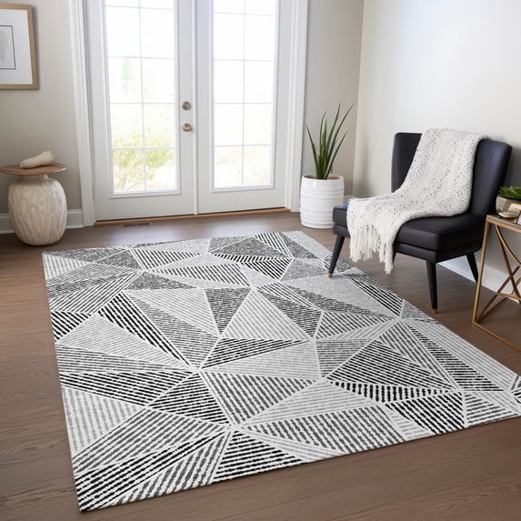 Addison Rugs Chantille Indoor/Outdoor Transitional Geometric Pewter Washable Rectangle Rug, 5' x 7'6"