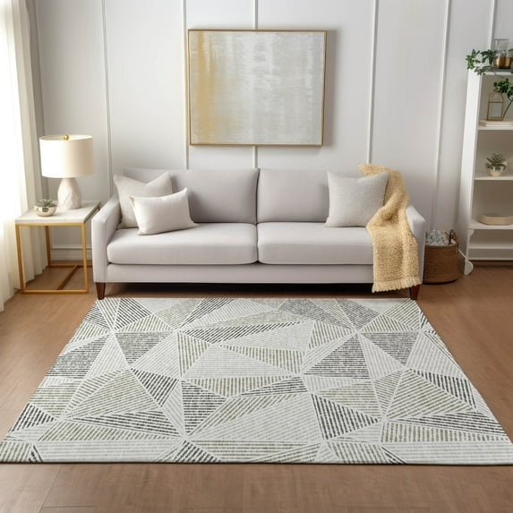Addison Rugs Chantille Indoor/Outdoor Transitional Geometric Taupe Washable Rectangle Rug, 5' x 7'6"