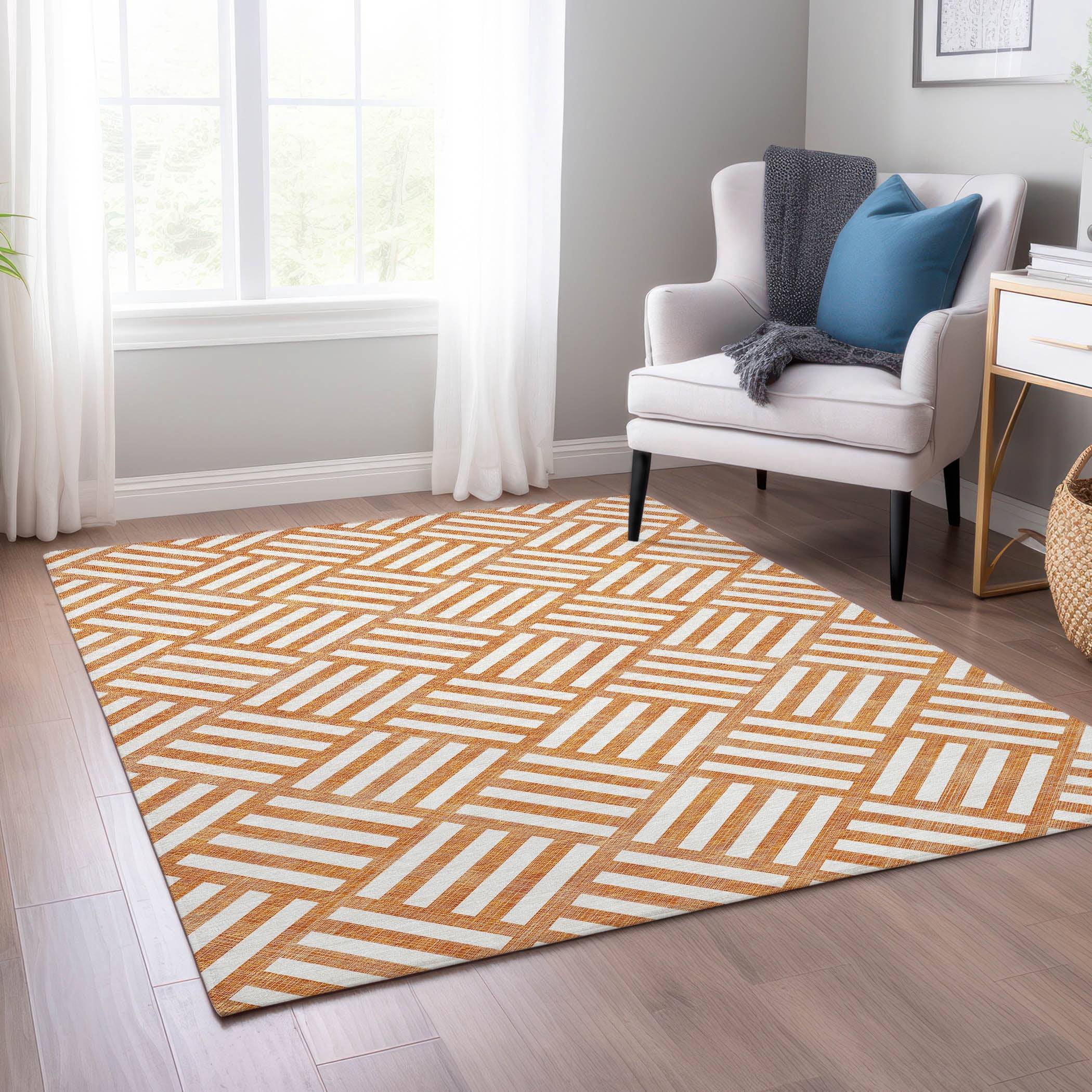 Addison Rugs Chantille Indoor/Outdoor Transitional Squares Orange ...
