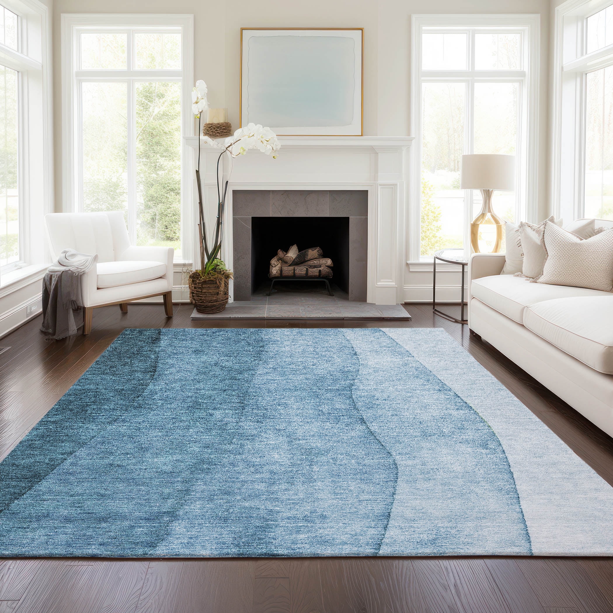 Addison Rugs Chantille Indoor/Outdoor Transitional Ombre Blue Washable Rectangle Rug, 2'6" x 3'10"