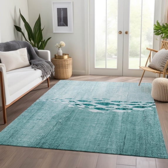 Addison Rugs Chantille Indoor/Outdoor Transitional Nautical Teal Washable Rectangle Rug, 10' x 14'