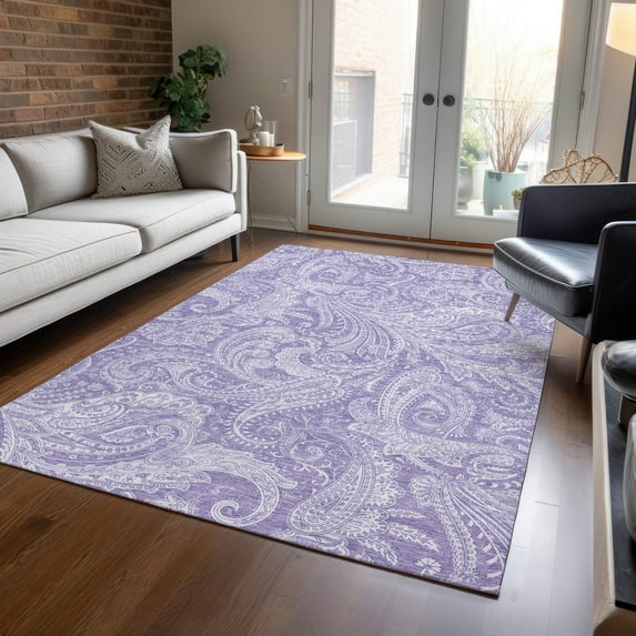 Addison Rugs Chantille Indoor/Outdoor Transitional Paisley Lavender Washable Rectangle Rug, 10' x 14'