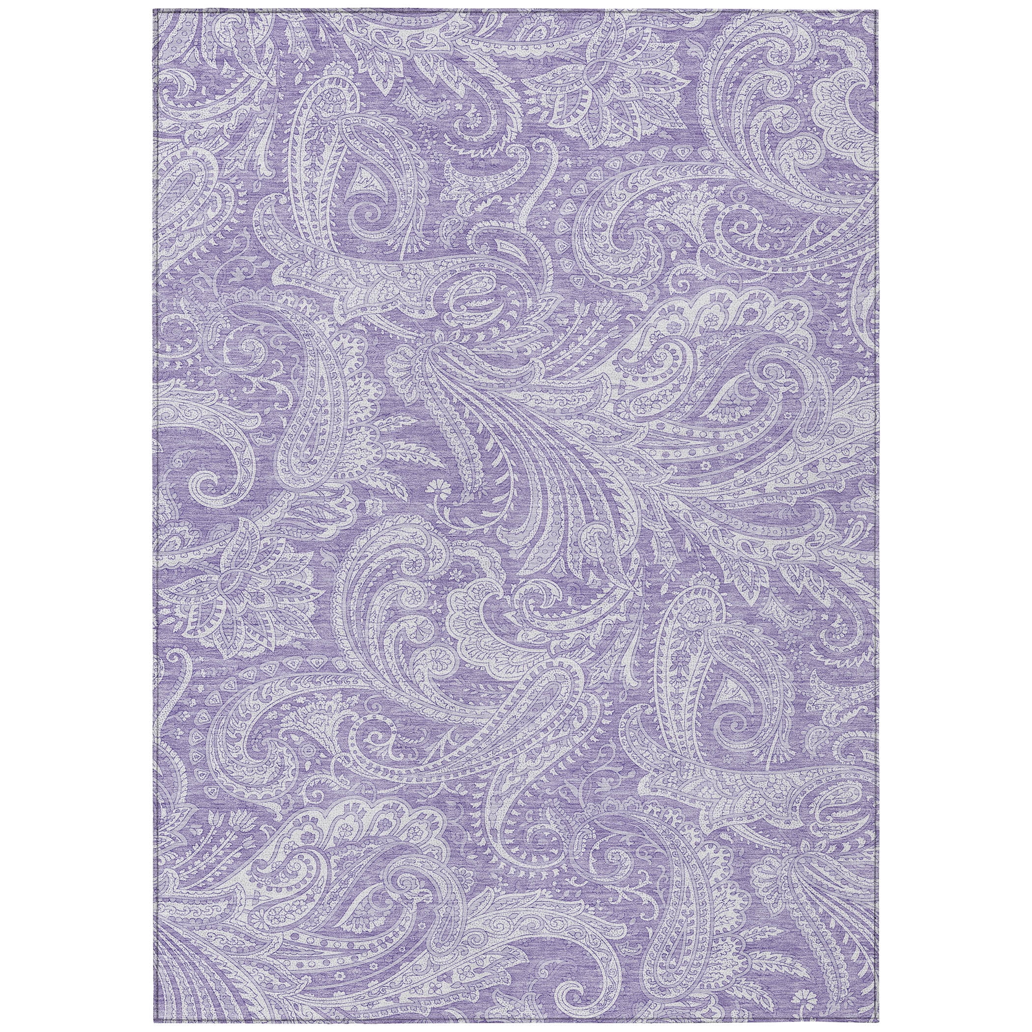 Lavender Paisley Rectangular Washable Indoor/Outdoor Rug
