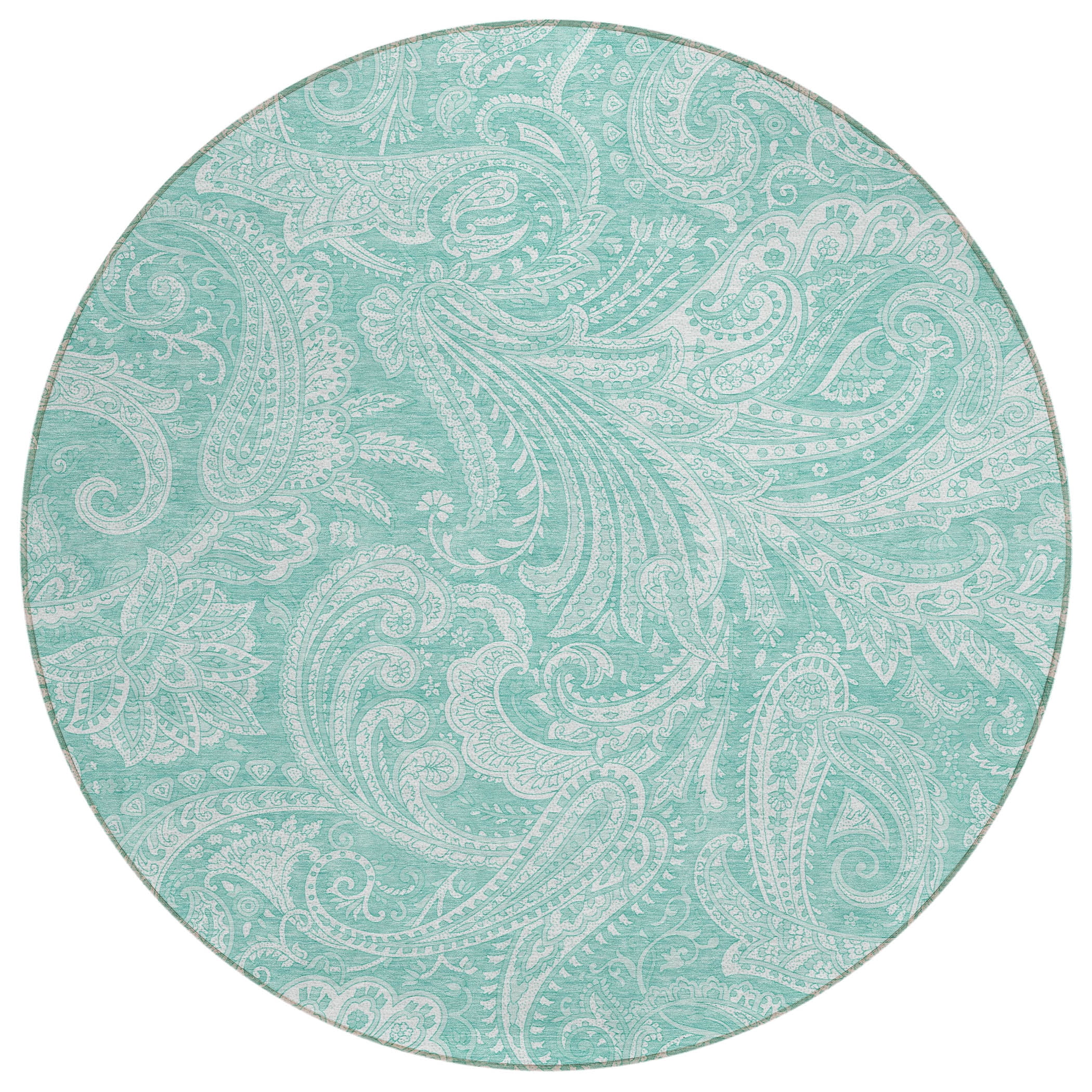 Addison Rugs Chantille ACN654 Teal 8' x 8' Indoor Outdoor Round Area ...
