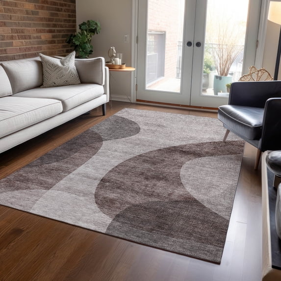 Addison Rugs Chantille Indoor/Outdoor Transitional Art Deco Mocha Washable Rectangle Rug, 5' x 7'6"