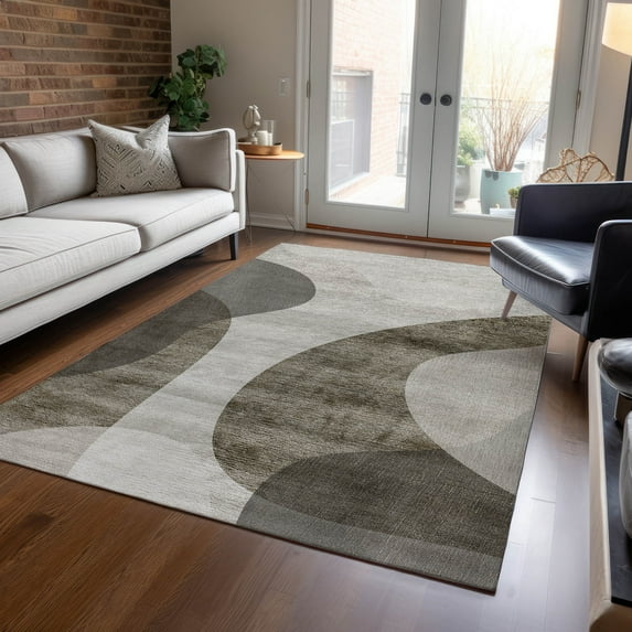 Addison Rugs Chantille Indoor/Outdoor Transitional Art Deco Taupe Washable Rectangle Rug, 9' x 12'