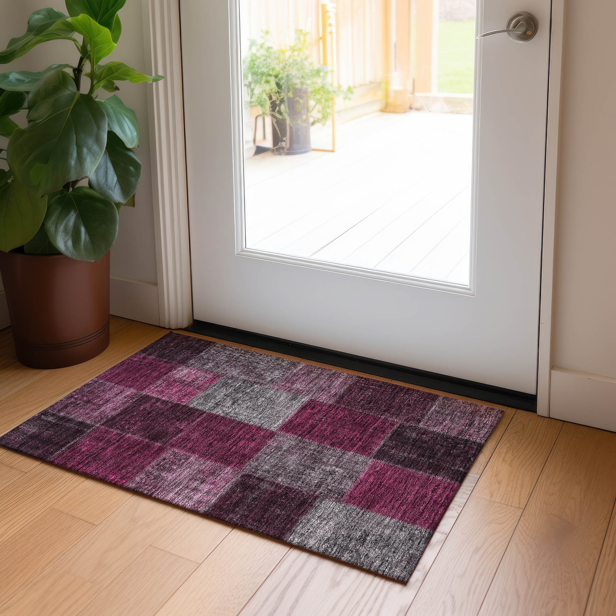 Addison Rugs Chantille Indoor/Outdoor Transitional Patchwork Merlot ...