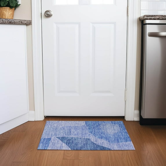 Addison Rugs Chantille Indoor/Outdoor Transitional Abstract Navy Washable Rectangle Rug, 1'8" x 2'6"