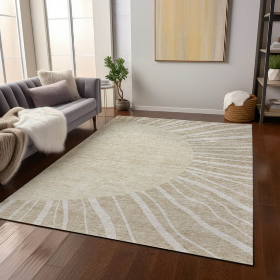 Addison Rugs Chantille Indoor/Outdoor Transitional Abstract Beige Washable Rectangle Rug, 10' x 14'