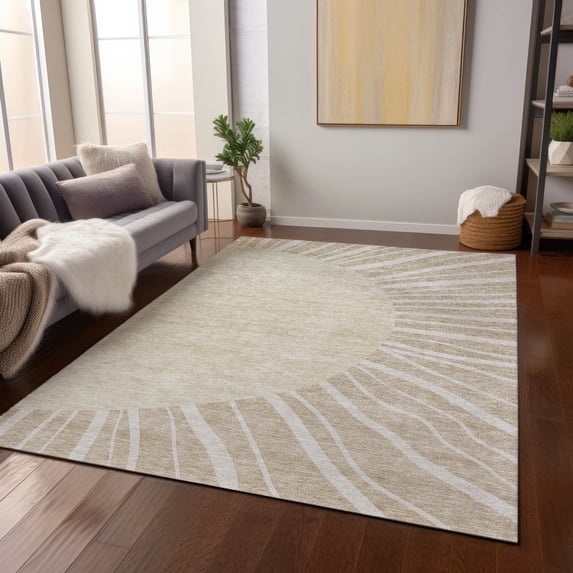 Addison Rugs Chantille Indoor/Outdoor Transitional Abstract Beige Washable Rectangle Rug, 9' x 12'