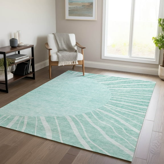Addison Rugs Chantille Indoor/Outdoor Transitional Abstract Teal Washable Rectangle Rug, 2'6" x 3'10"