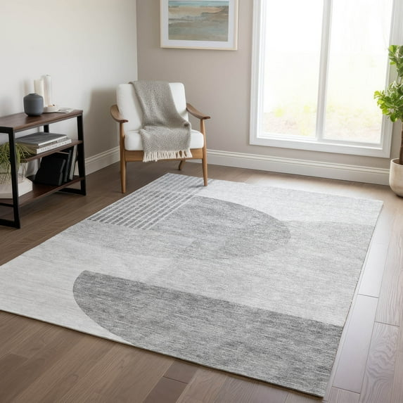 Addison Rugs Chantille Indoor/Outdoor Transitional Modern Gray Washable Rectangle Rug, 8' x 10'