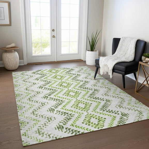 Addison Rugs Chantille Indoor/Outdoor Transitional Geometric Aloe Washable Rectangle Rug, 10' x 14'