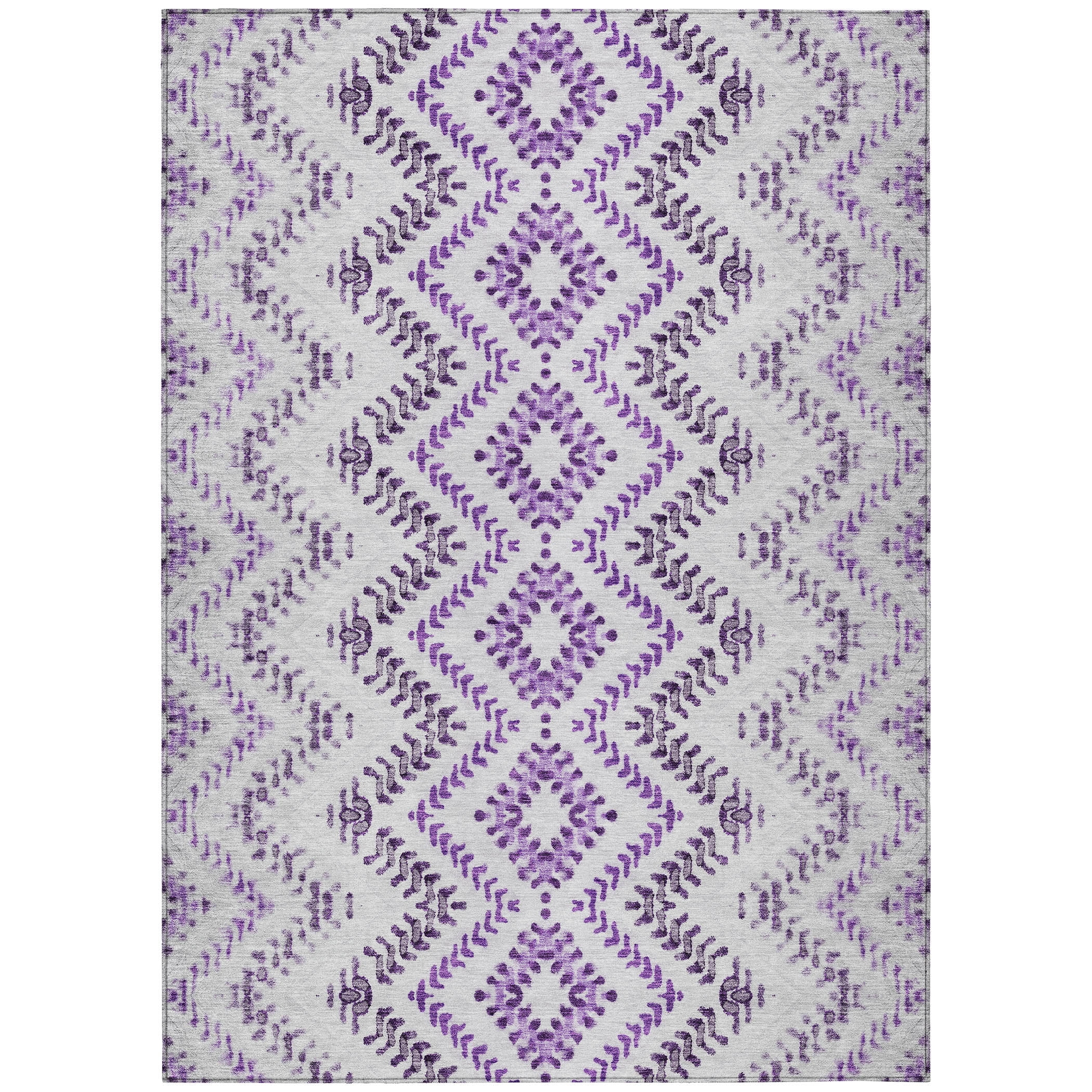 Purple Geometric Pattern Indoor Outdoor Washable Rug 3' x 5'