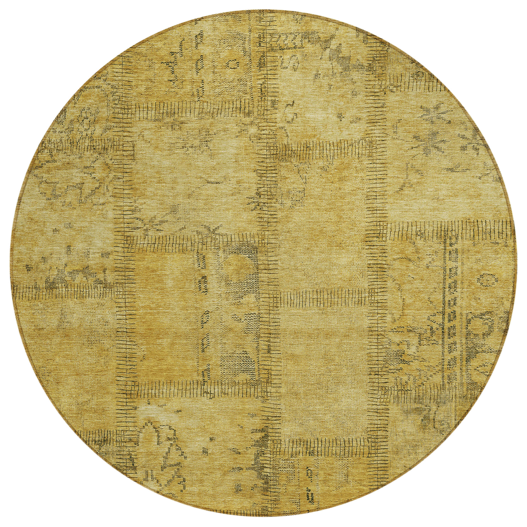Addison Rugs Chantille ACN685 Gold 8' x 8' Indoor Outdoor Round Area ...