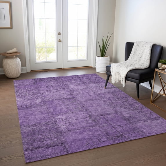 Addison Rugs Chantille Indoor/Outdoor Transitional Patchwork Purple Washable Rectangle Rug, 8' x 10'