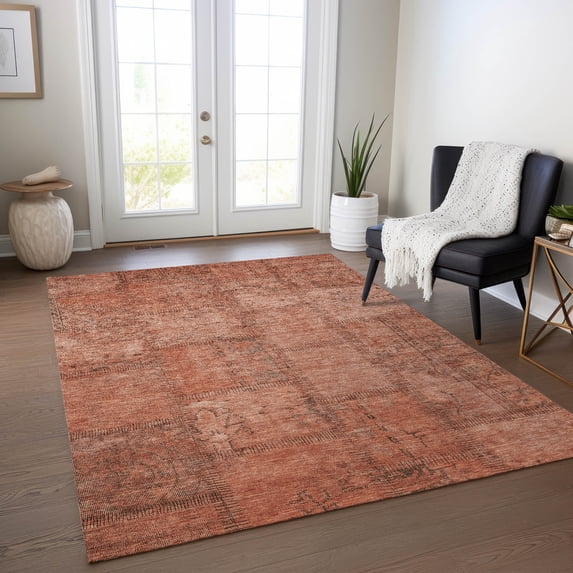 Addison Rugs Chantille Indoor/Outdoor Transitional Patchwork Salmon Washable Rectangle Rug, 3' x 5'