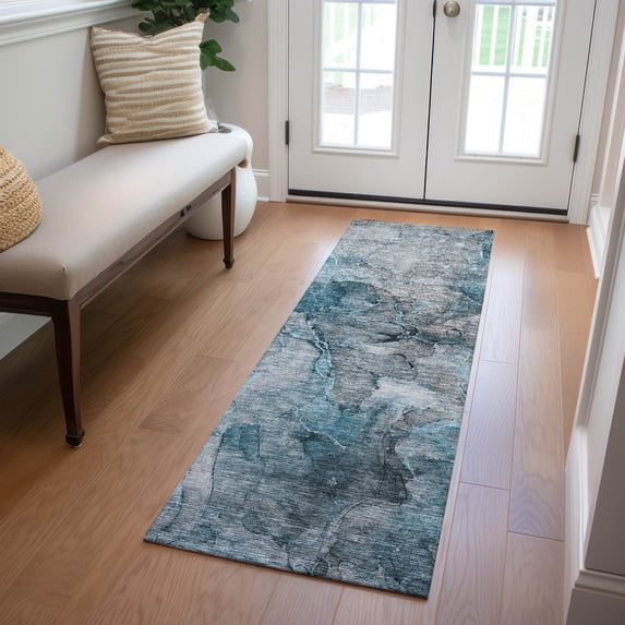 Addison Rugs Chantille Indoor/Outdoor Transitional Modern Teal Washable Runner Rug, 2'3" x 7'6"