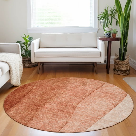 Addison Rugs Chantille Indoor/Outdoor Transitional Ombre Paprika Washable Round Rug, 8' x 8'