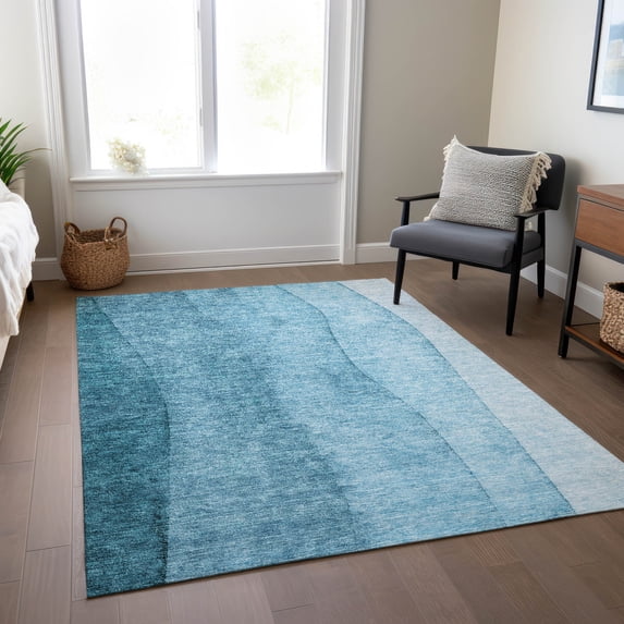 Addison Rugs Chantille Indoor/Outdoor Transitional Ombre Teal Washable Rectangle Rug, 3' x 5'