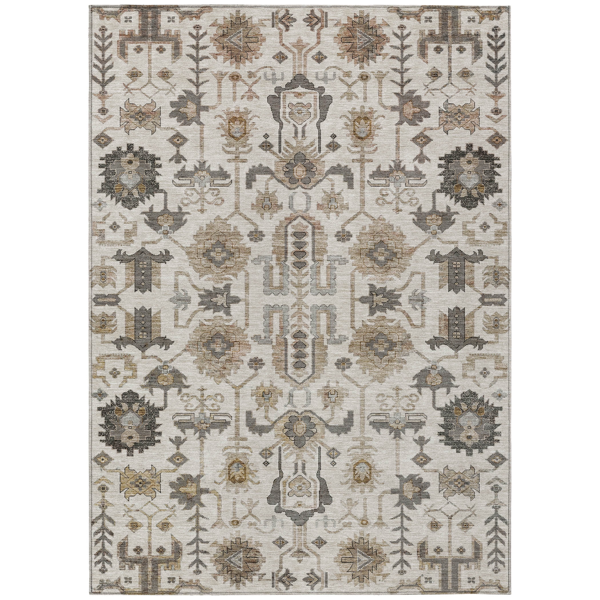 Ivory and Gray Synthetic Flat Woven Reversible Rug
