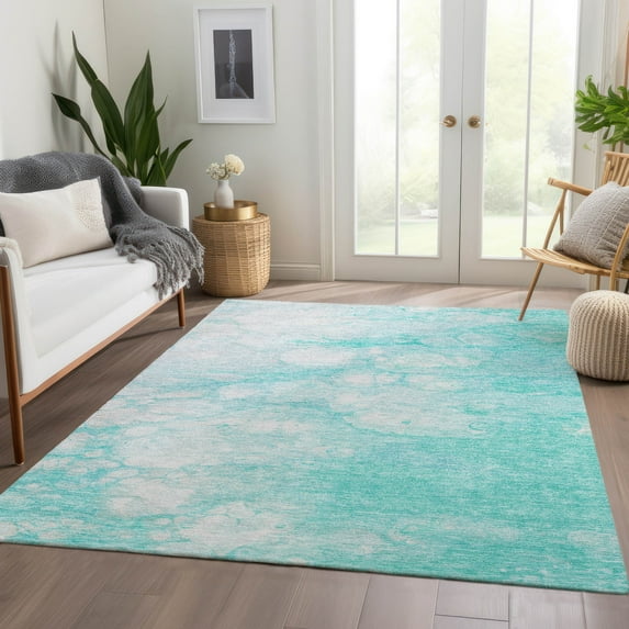Addison Rugs Chantille Indoor/Outdoor Transitional Abstract Aqua Washable Rectangle Rug, 2'6" x 3'10"