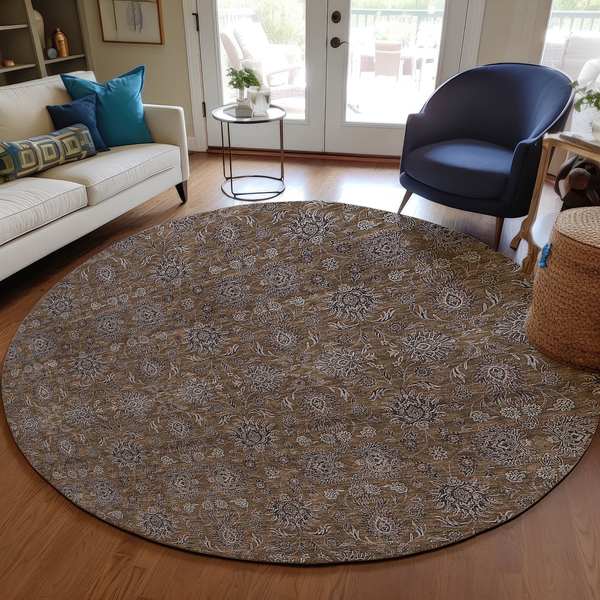 Addison Rugs Chantille Indoor/Outdoor Transitional Floral Chocolate ...