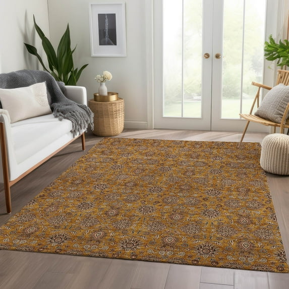 Addison Rugs Chantille Indoor/Outdoor Transitional Floral Copper Washable Rectangle Rug, 3' x 5'
