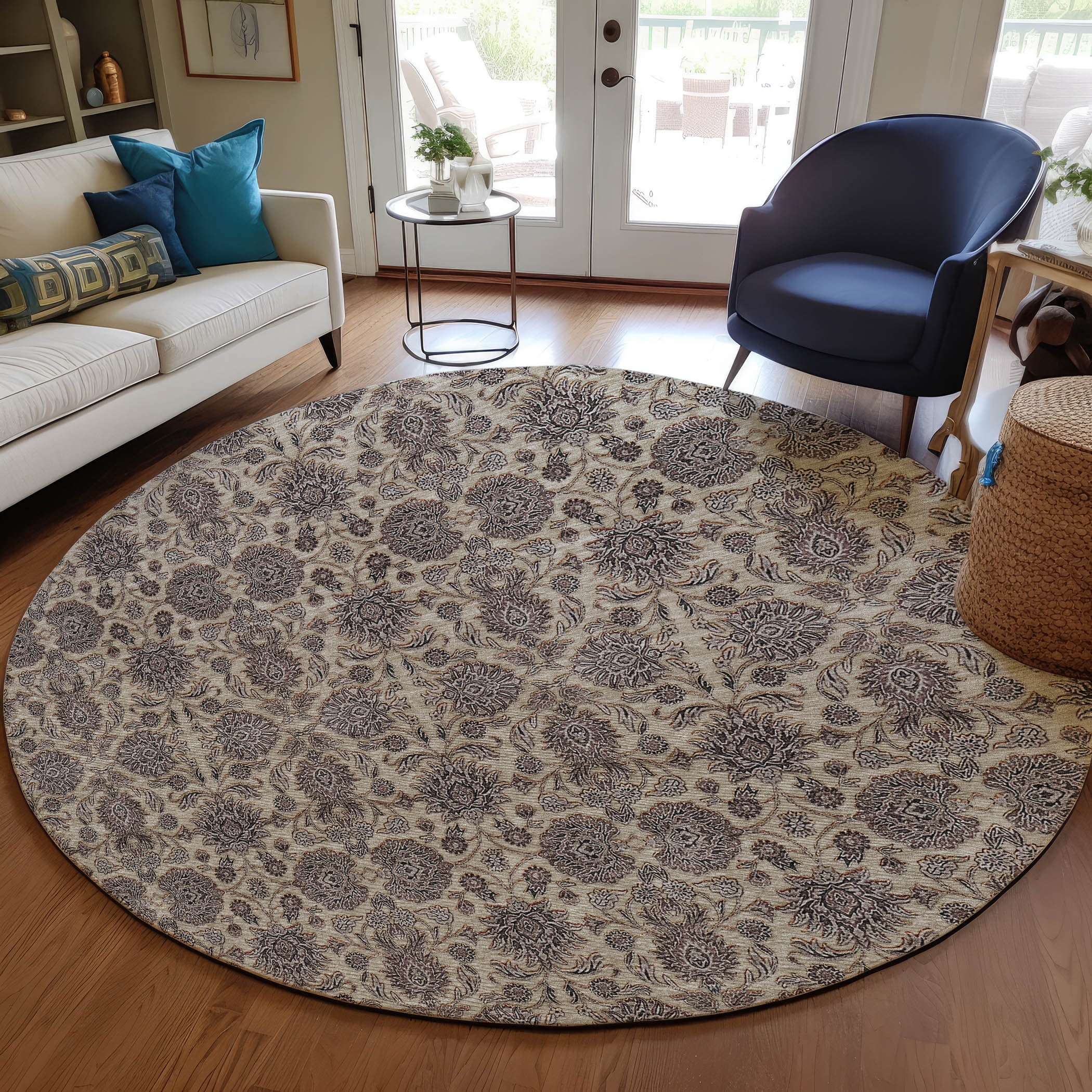 Addison Rugs Chantille Indoor/Outdoor Transitional Floral Ivory ...