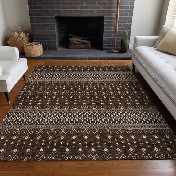 Addison Rugs Chantille Indoor/Outdoor Transitional Boho Chocolate Washable Rectangle Rug, 3' x 5'