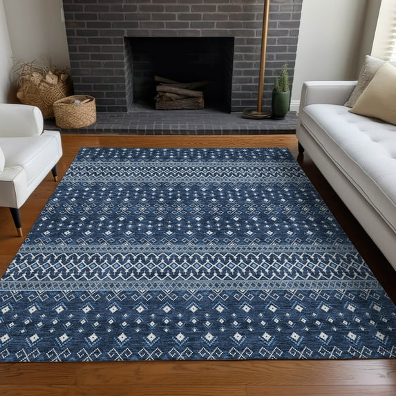 Addison Rugs Chantille Indoor/Outdoor Transitional Boho Navy Washable Rectangle Rug, 3' x 5'