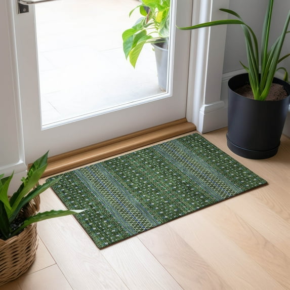 Addison Rugs Chantille Indoor/Outdoor Transitional Boho Olive Washable Rectangle Rug, 1'8" x 2'6"