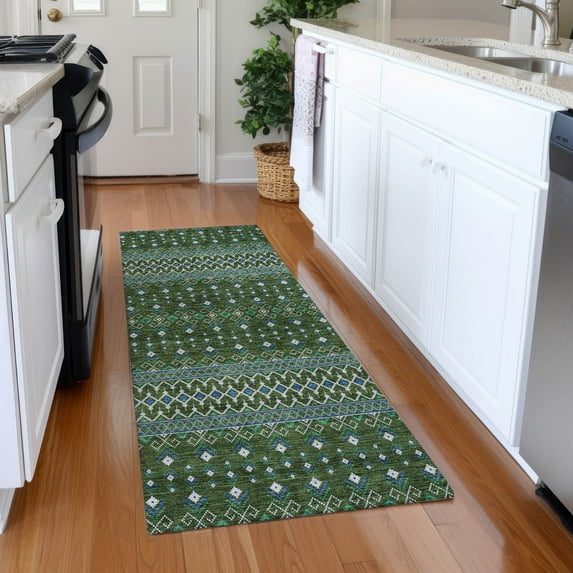 Addison Rugs Chantille Indoor/Outdoor Transitional Boho Olive Washable Runner Rug, 2'3" x 7'6"