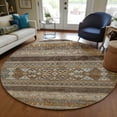 thumbnail image 1 of Addison Rugs Chantille Indoor/Outdoor Transitional Southwest Chocolate Washable Round Rug, 8' x 8', 1 of 5