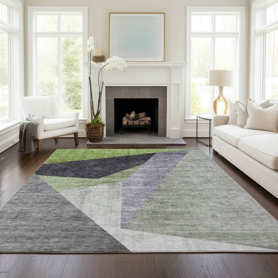 Addison Rugs Chantille Indoor/Outdoor Transitional Art Deco Sage Washable Rectangle Rug, 8' x 10'