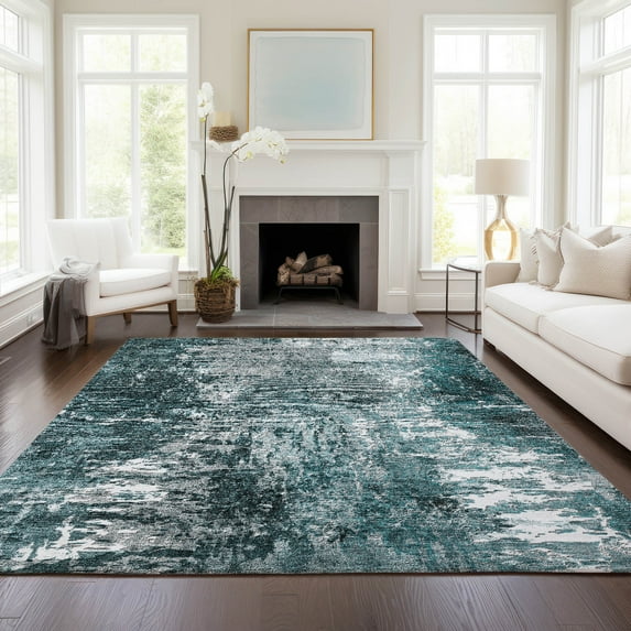 Addison Rugs Chantille Indoor/Outdoor Transitional Modern Teal Washable Rectangle Rug, 8' x 10'