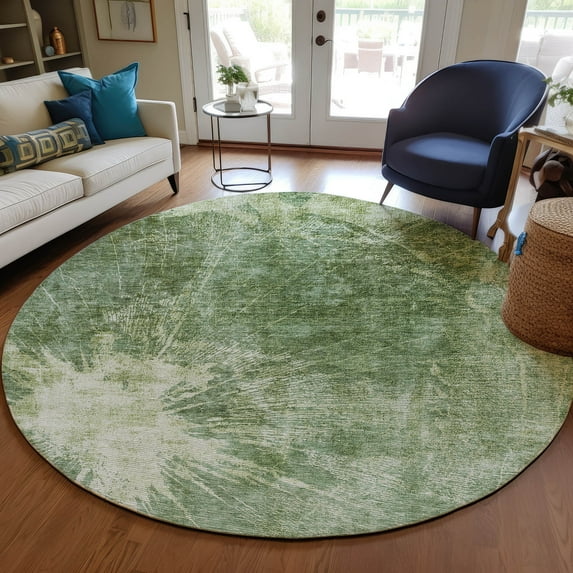 Addison Rugs Chantille Indoor/Outdoor Transitional Organic Fern Washable Round Rug, 8' x 8'