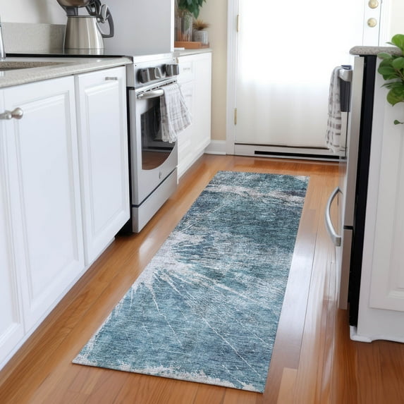 Addison Rugs Chantille Indoor/Outdoor Transitional Organic Teal Washable Runner Rug, 2'3" x 7'6"